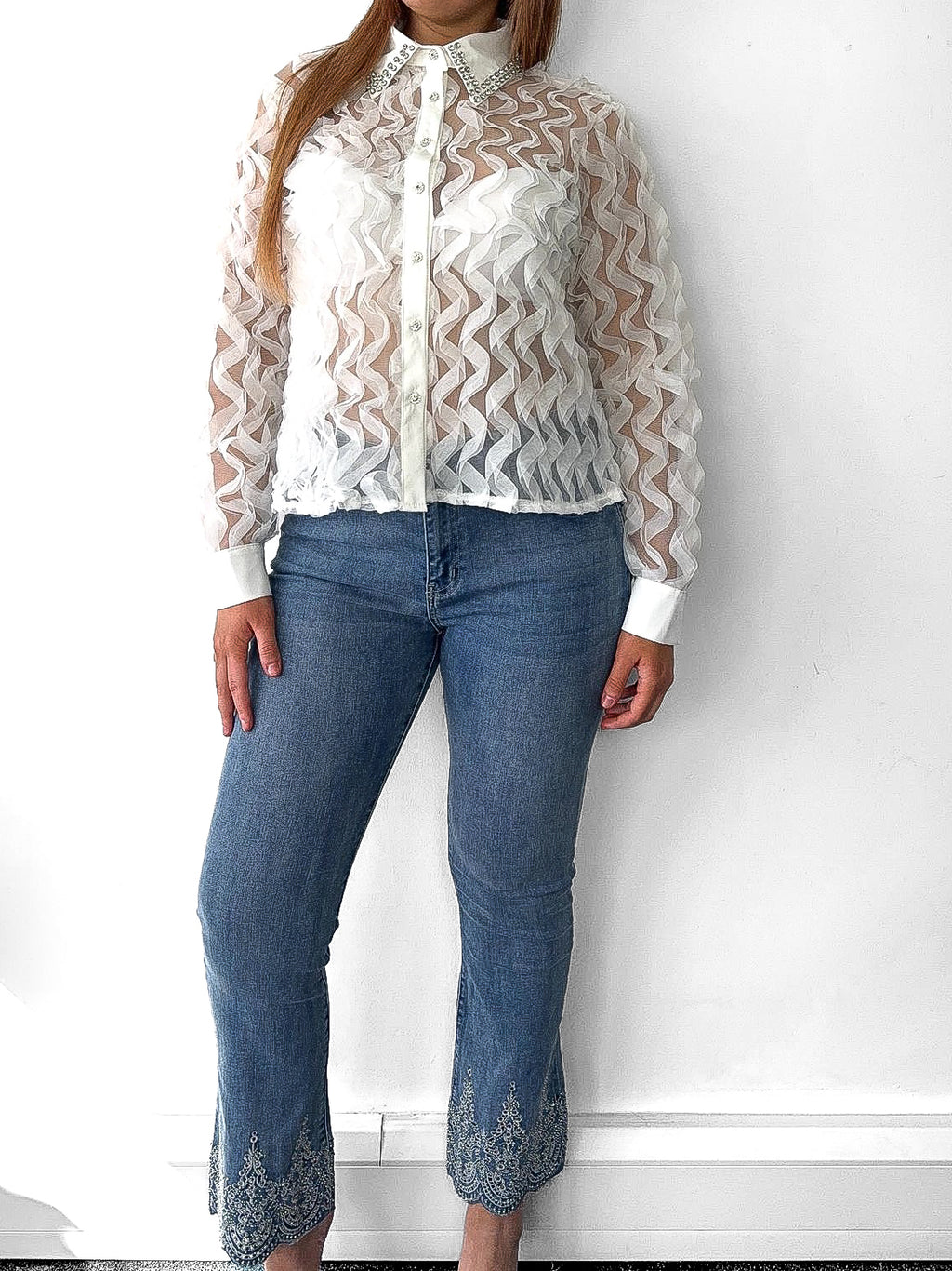 Mesh Ruffle Shirt