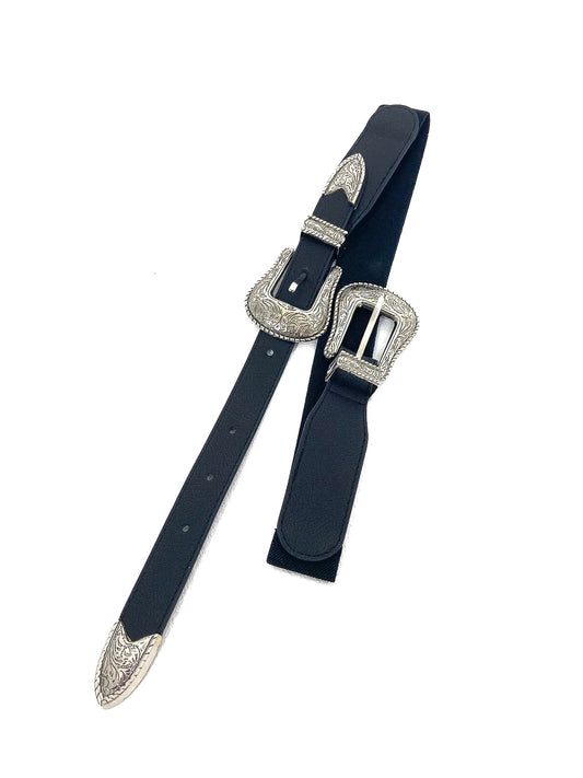 Double Buckle Elasticated Cowboy Belt