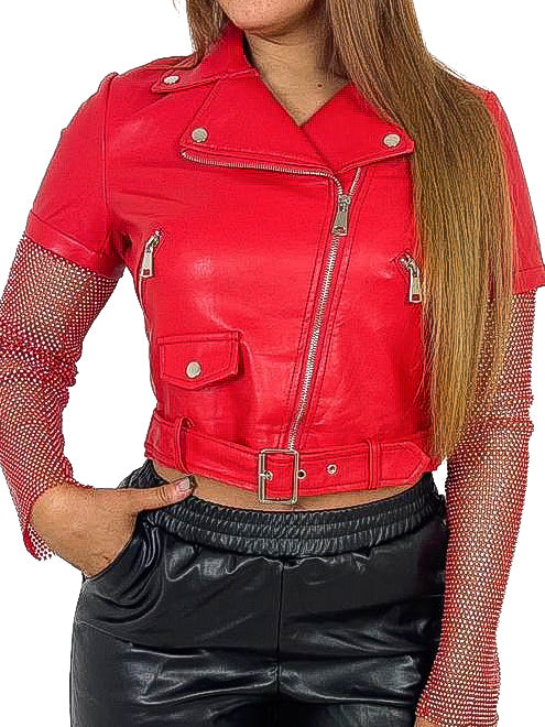 Diamante Sleeve PU Jacket