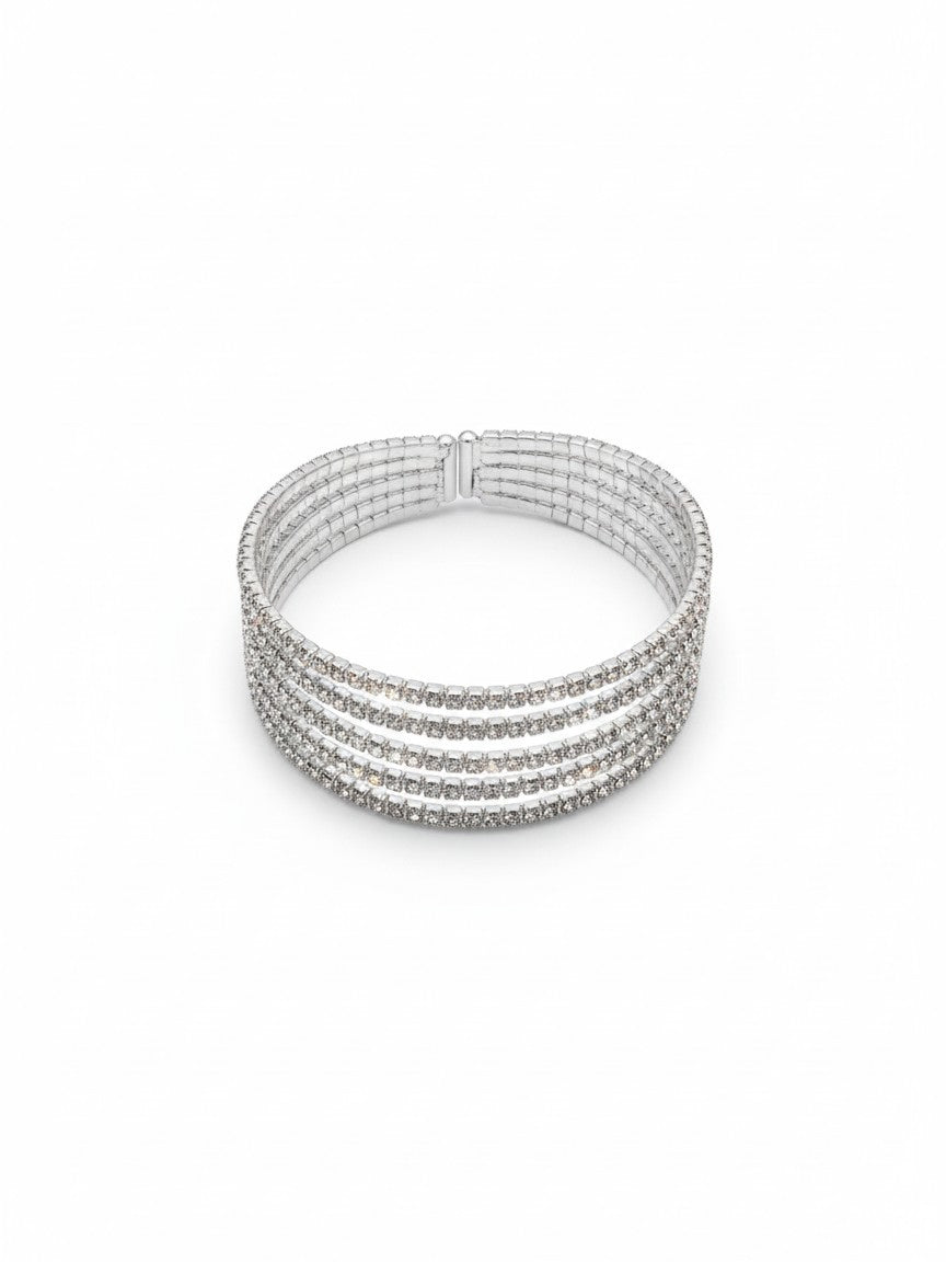 5 Row Fine Diamante Bangle
