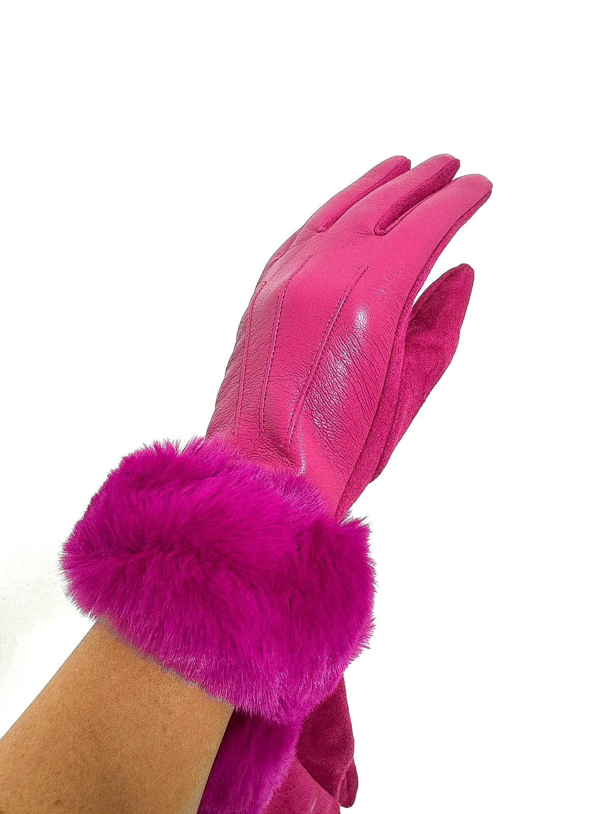 PU Faux Fur Trim Gloves