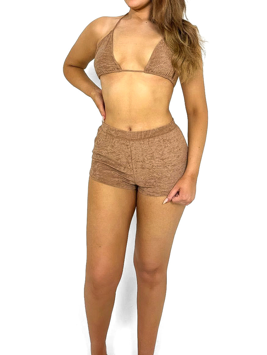 Toweling Bralette & Shorts Set