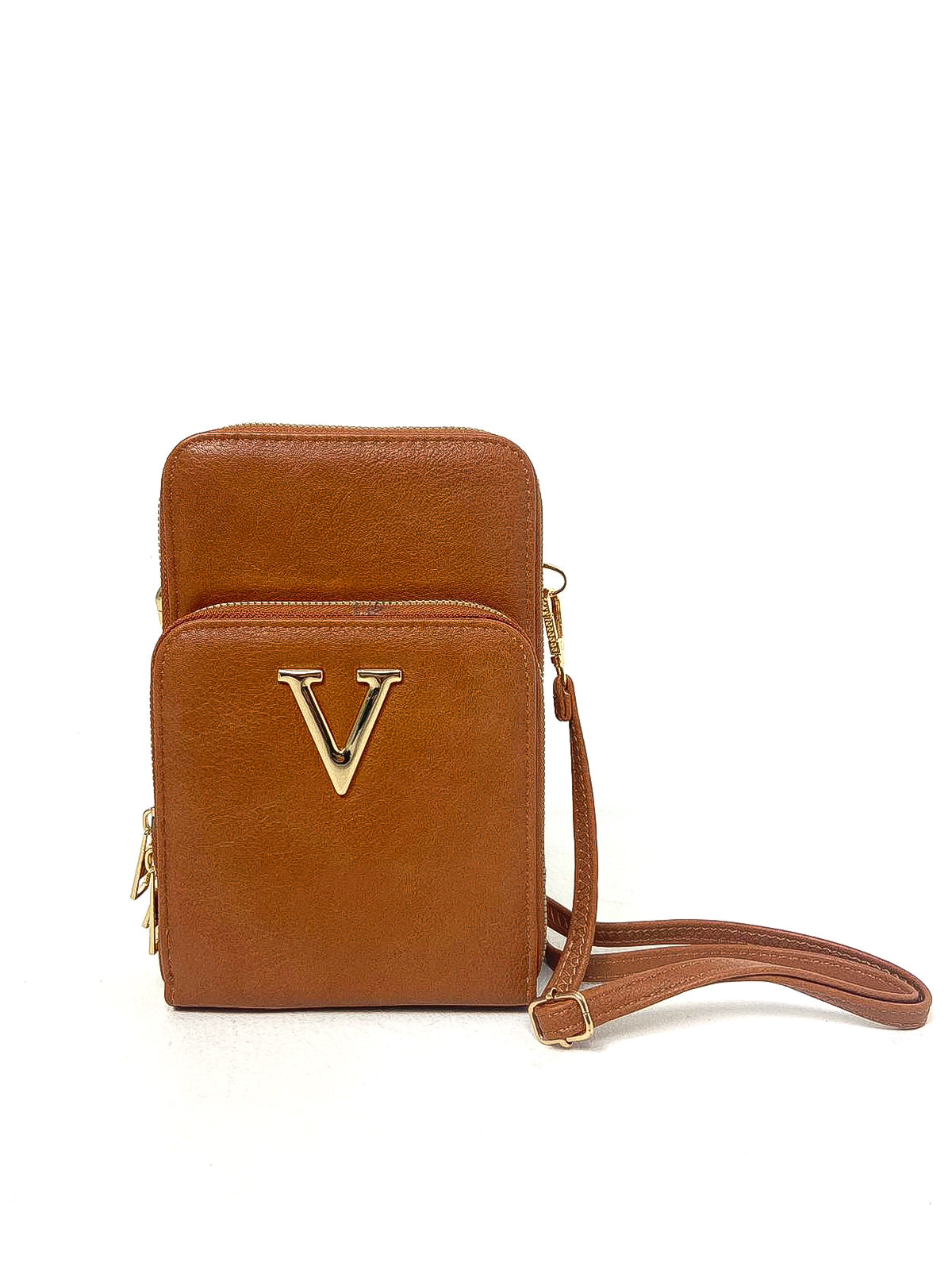 Double Zip "V" Crossbody Phone Bag