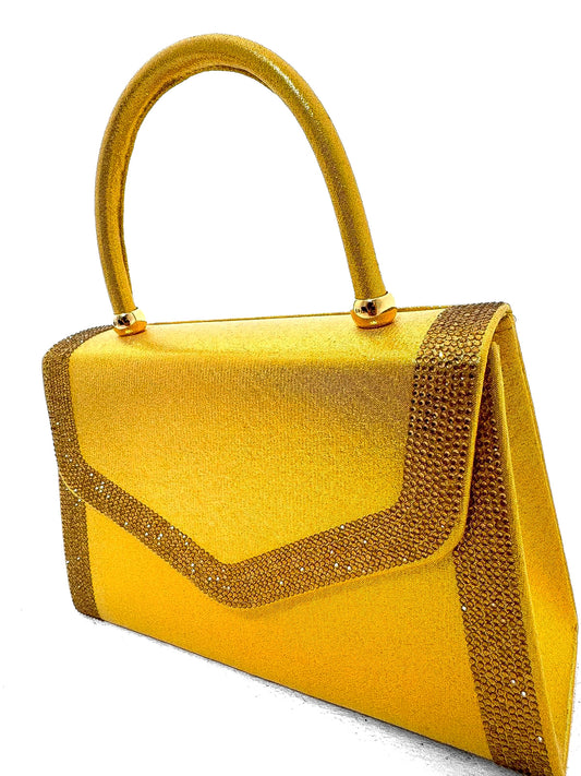 Diamante Detail Satin Top Handle Handbag