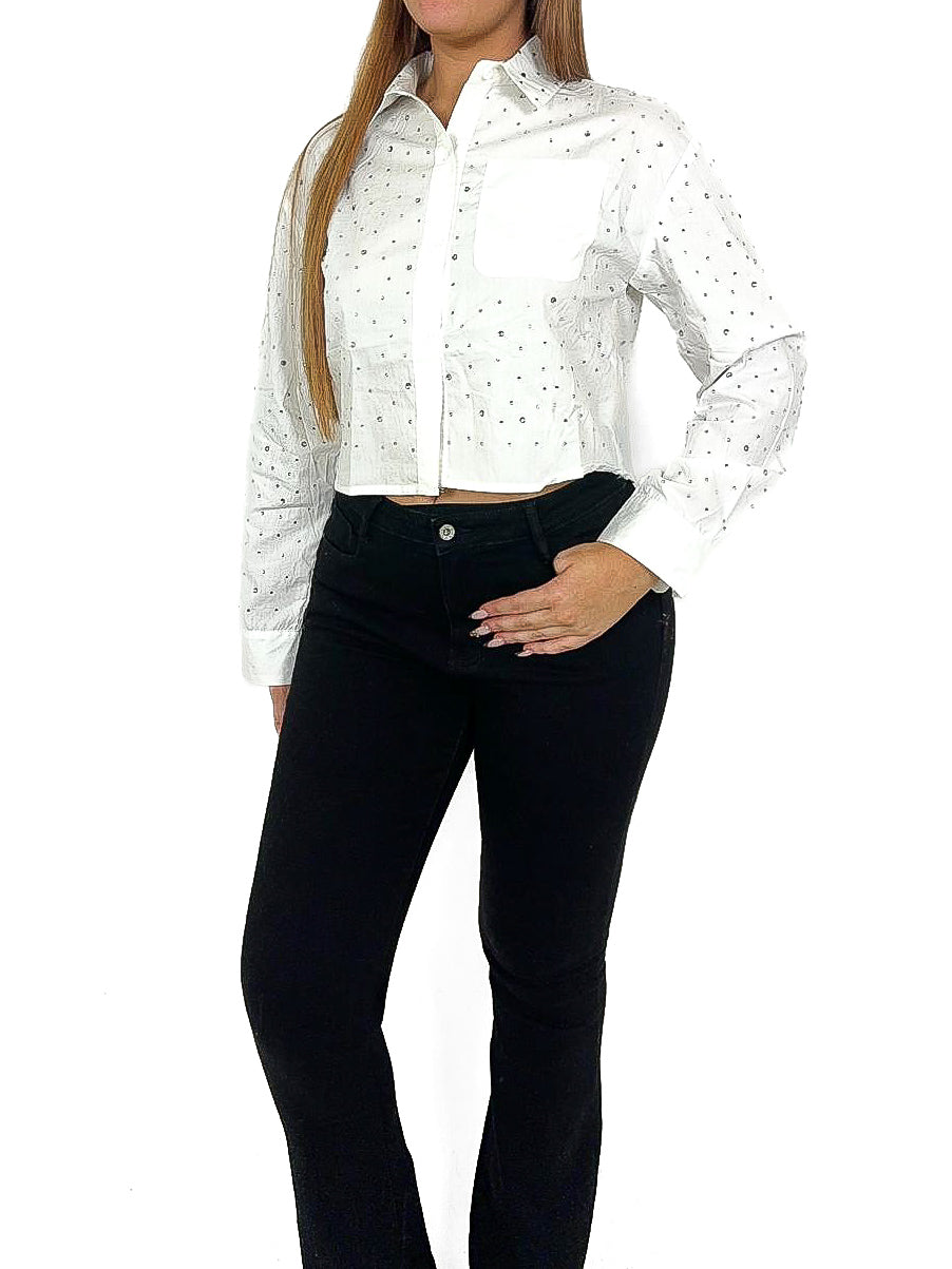 Diamante Covered Crop Shirt