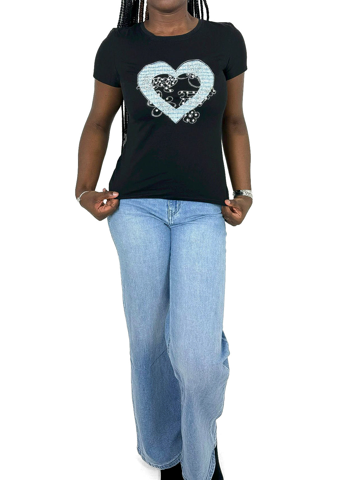 Tweed Heart Diamante T-Shirt