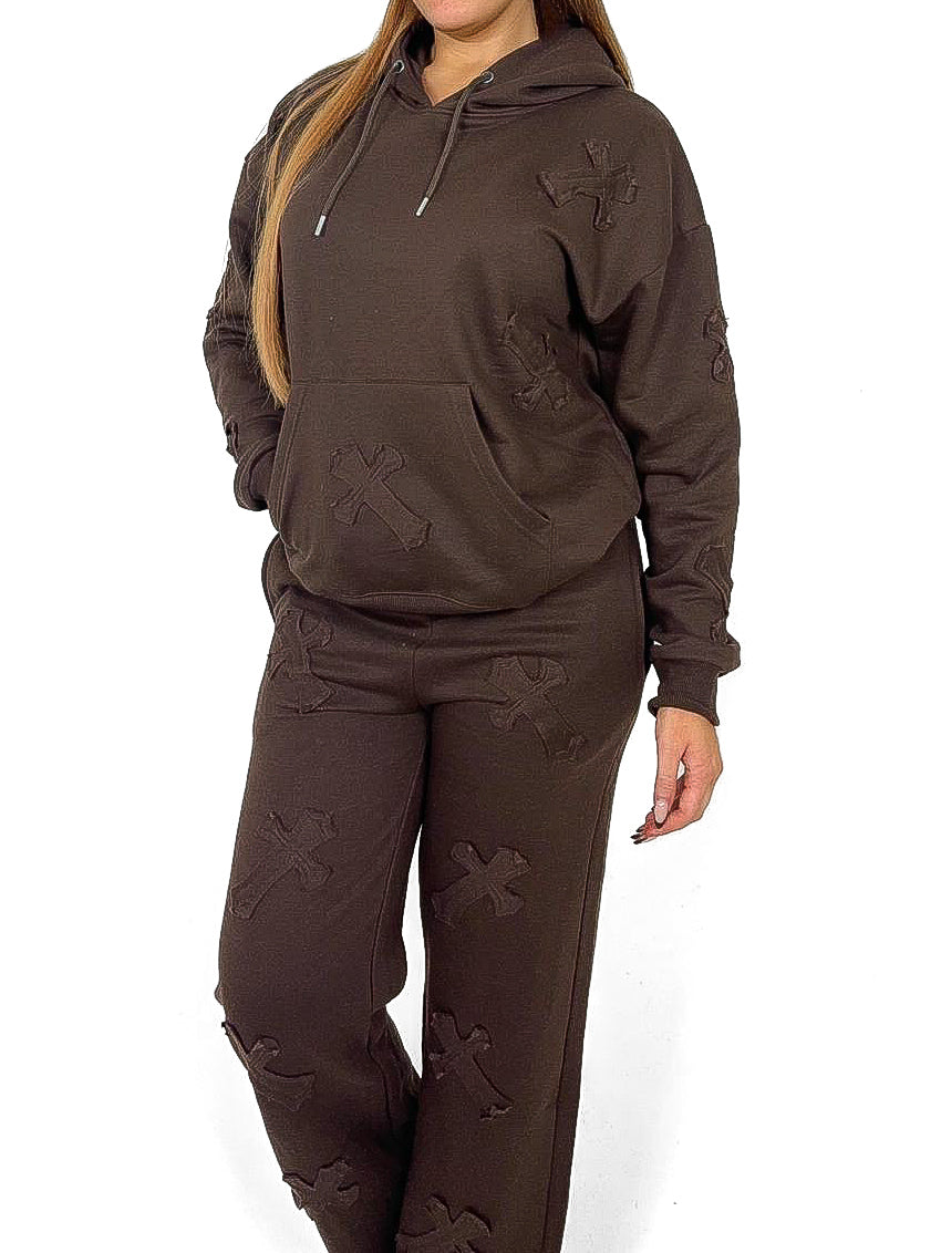 Cross Applique Oversized Tracksuit Set