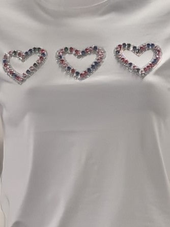 Coloured Diamante Heart T-Shirt