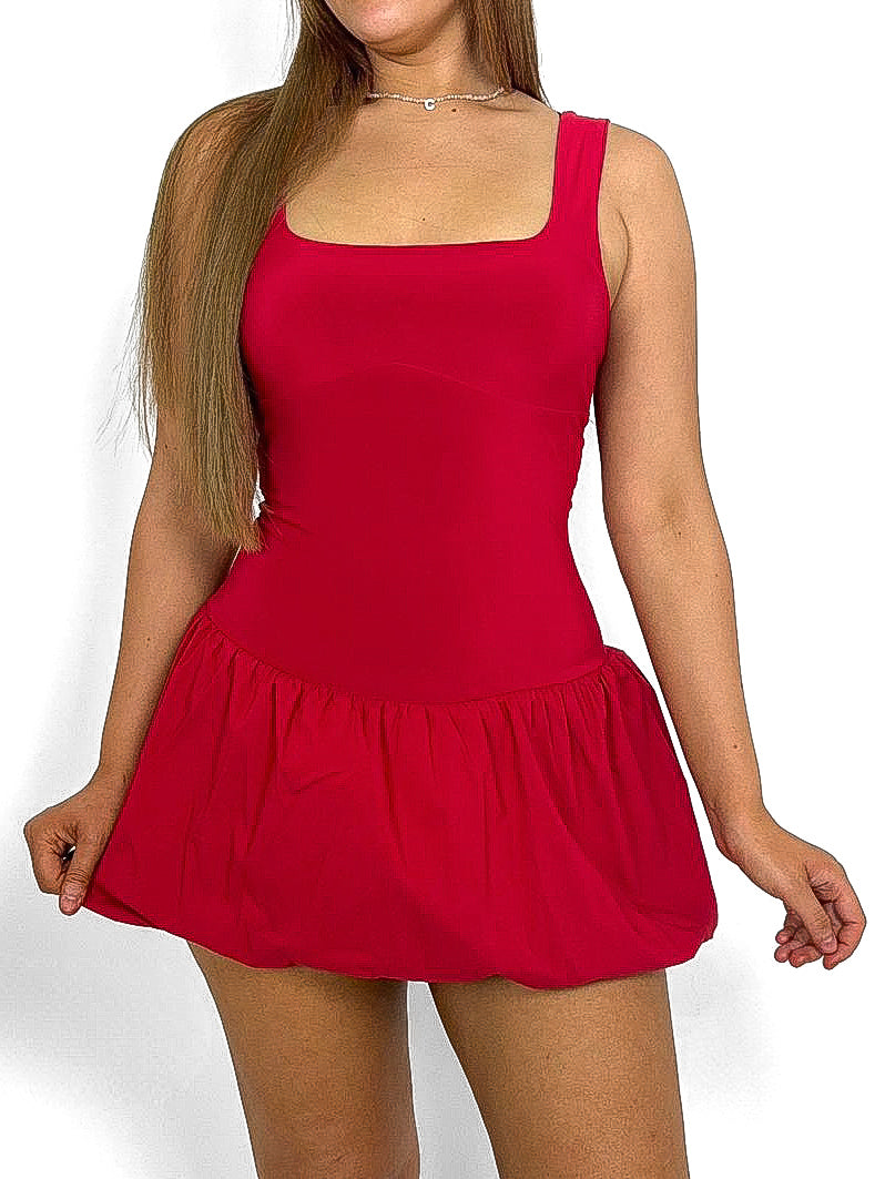 Slinky Puffball Mini Dress