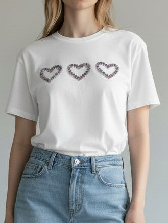 Coloured Diamante Heart T-Shirt
