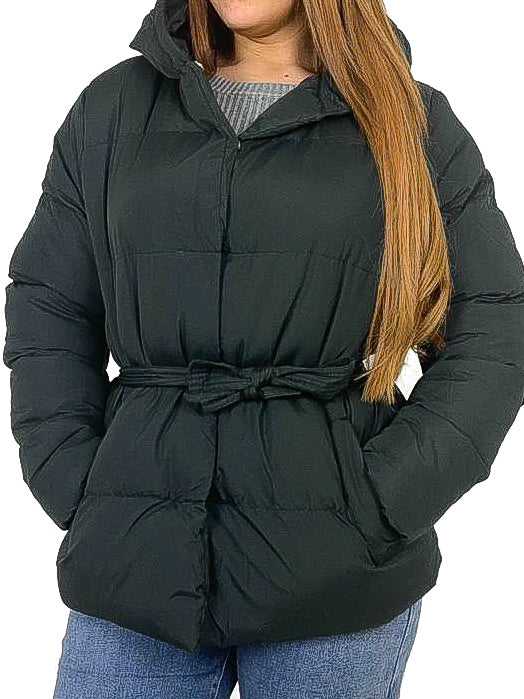 Padded Coat with Pull In Belt