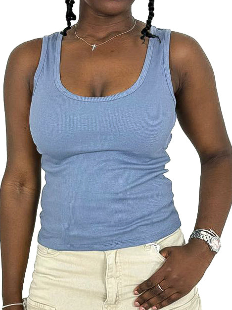 Scoop Neck Ribbed Vest Top