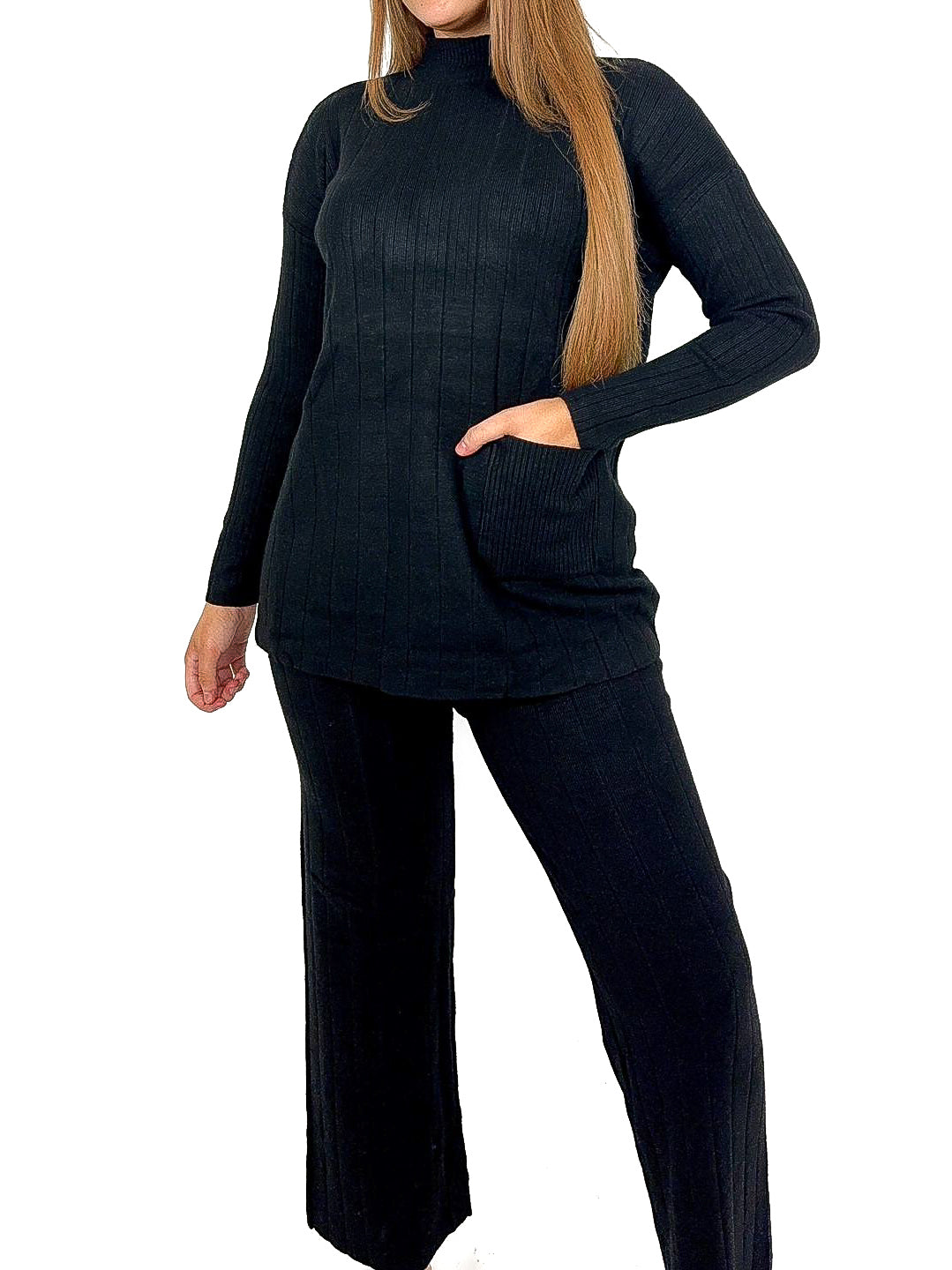 Pocket Front Oversize Sweater & Trousers Lounge Set