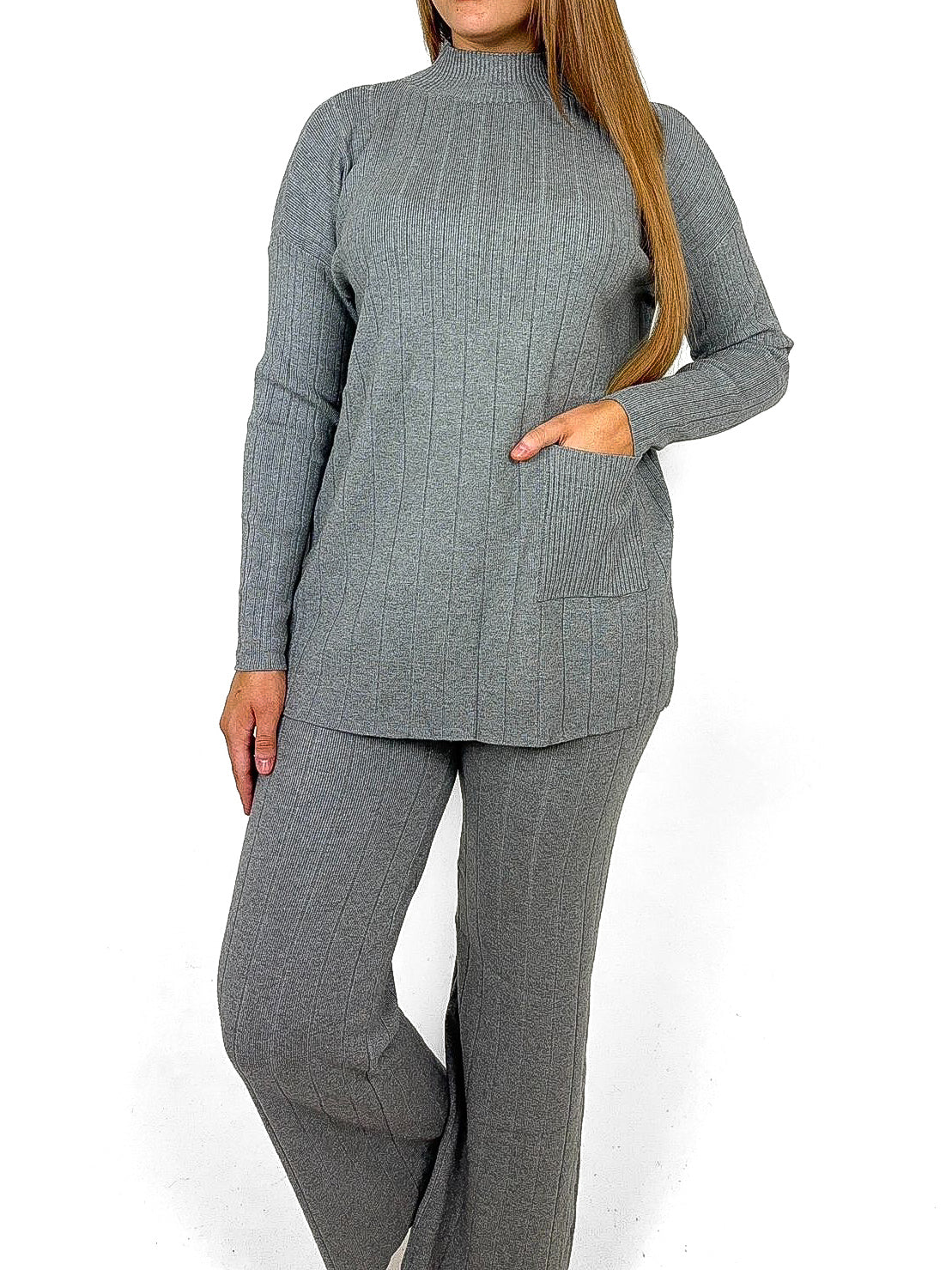 Pocket Front Oversize Sweater & Trousers Lounge Set