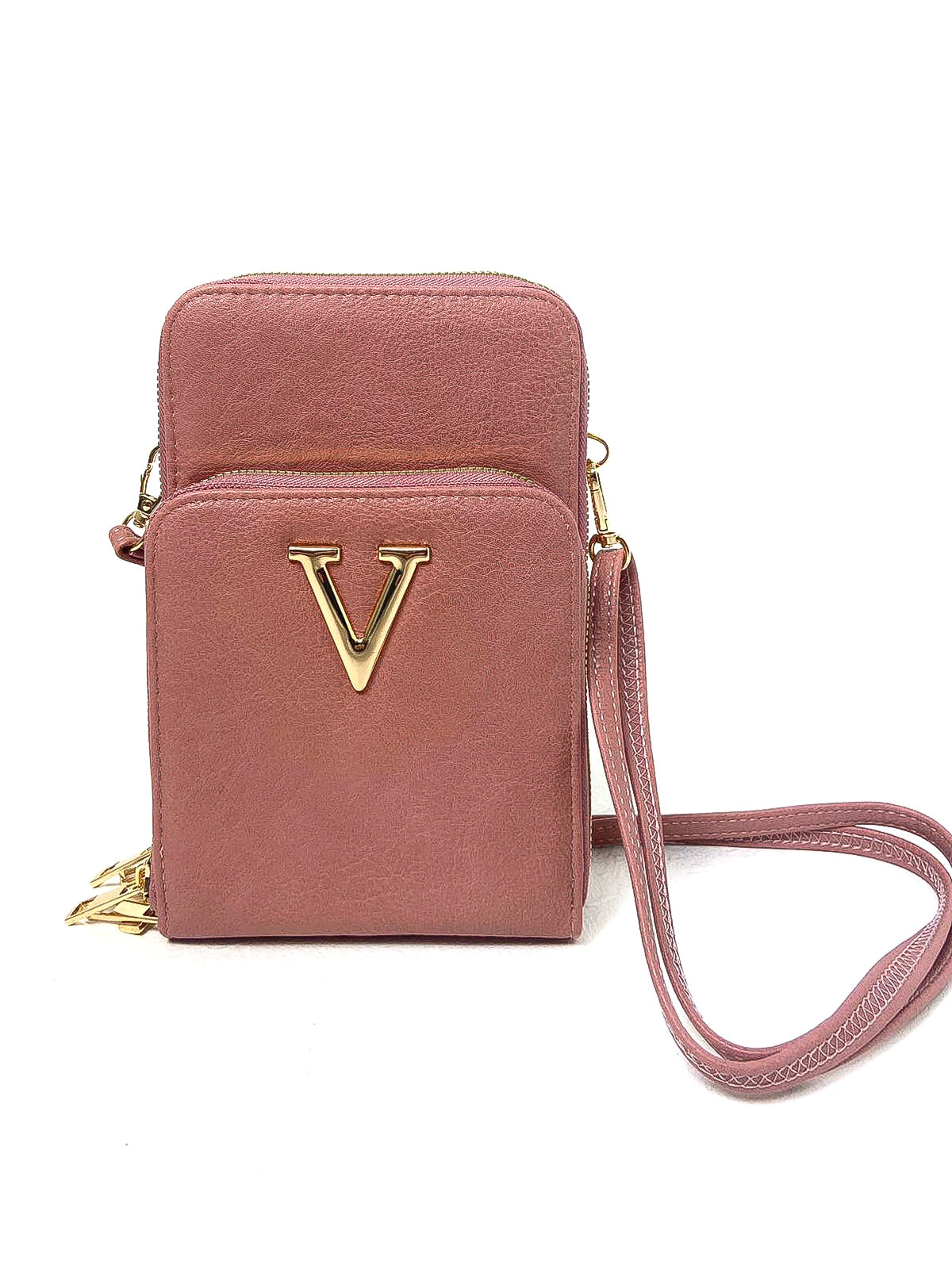 Double Zip "V" Crossbody Phone Bag