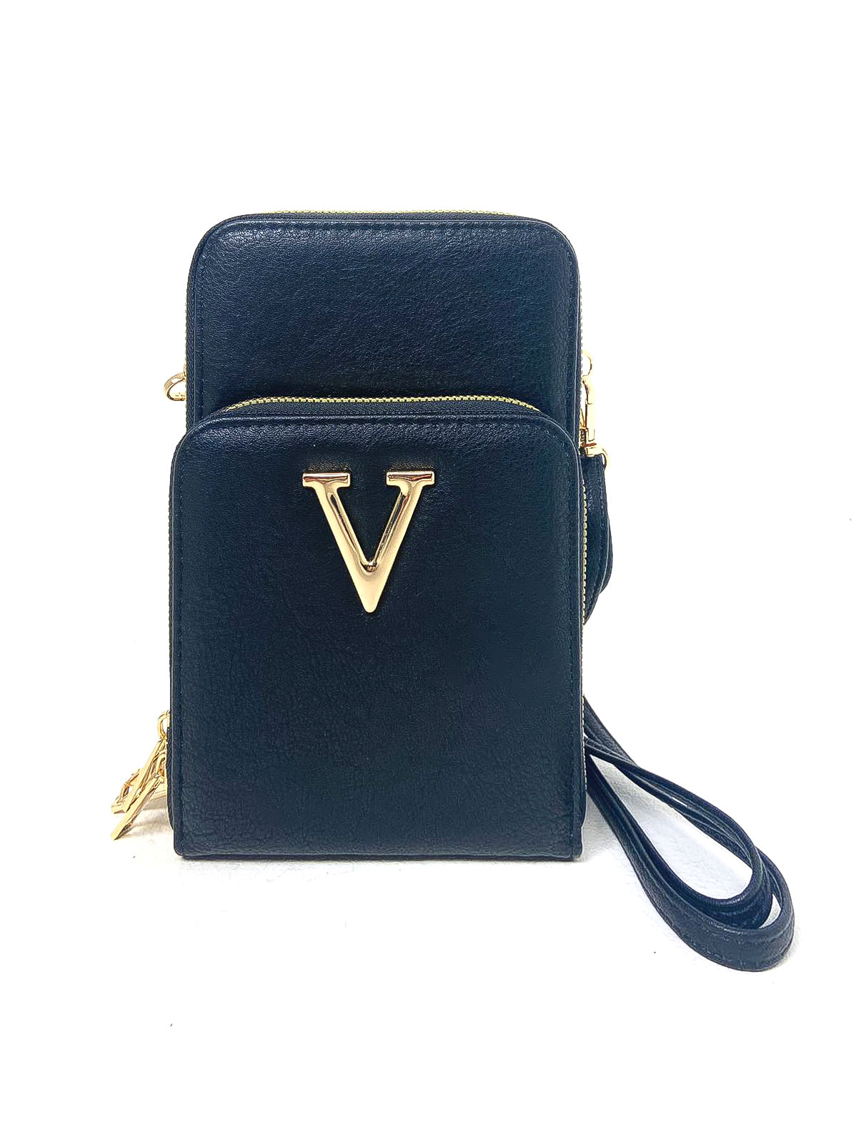 Double Zip "V" Crossbody Phone Bag