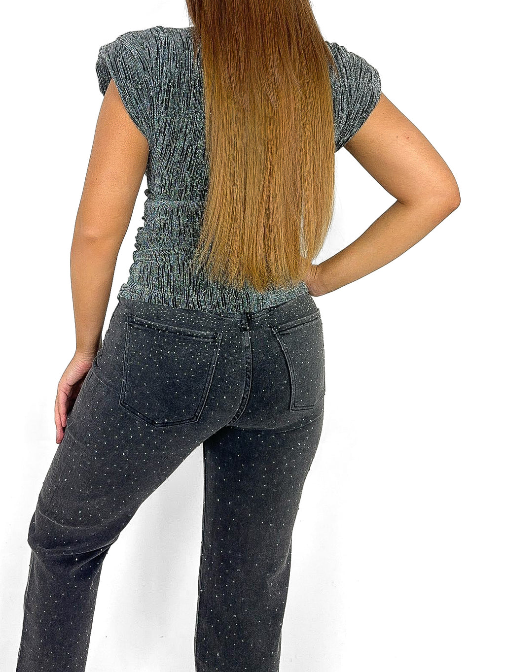 Padded Shoulder Ruche Side Top