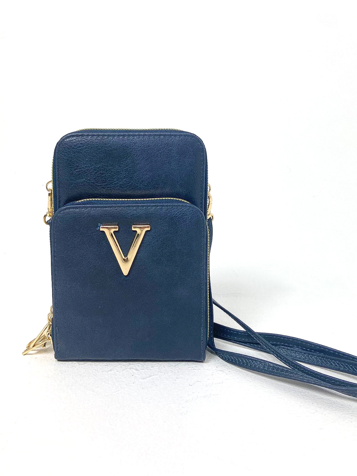 Double Zip "V" Crossbody Phone Bag