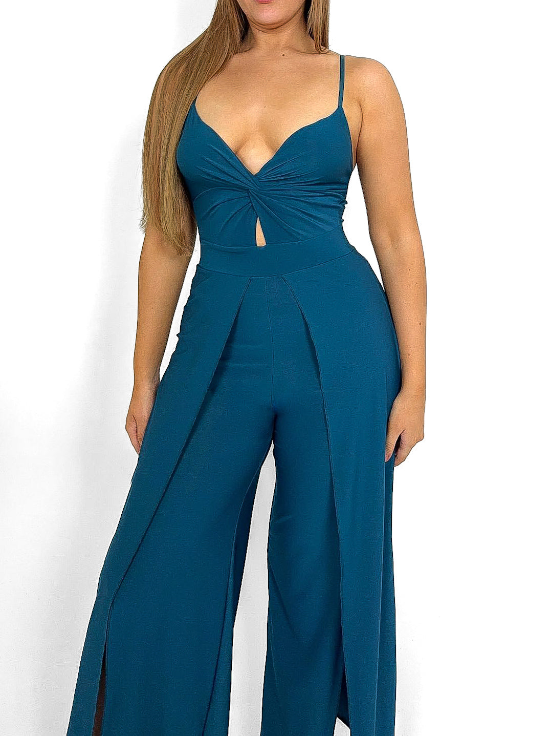 Twist Front Split Leg Jumpsuit