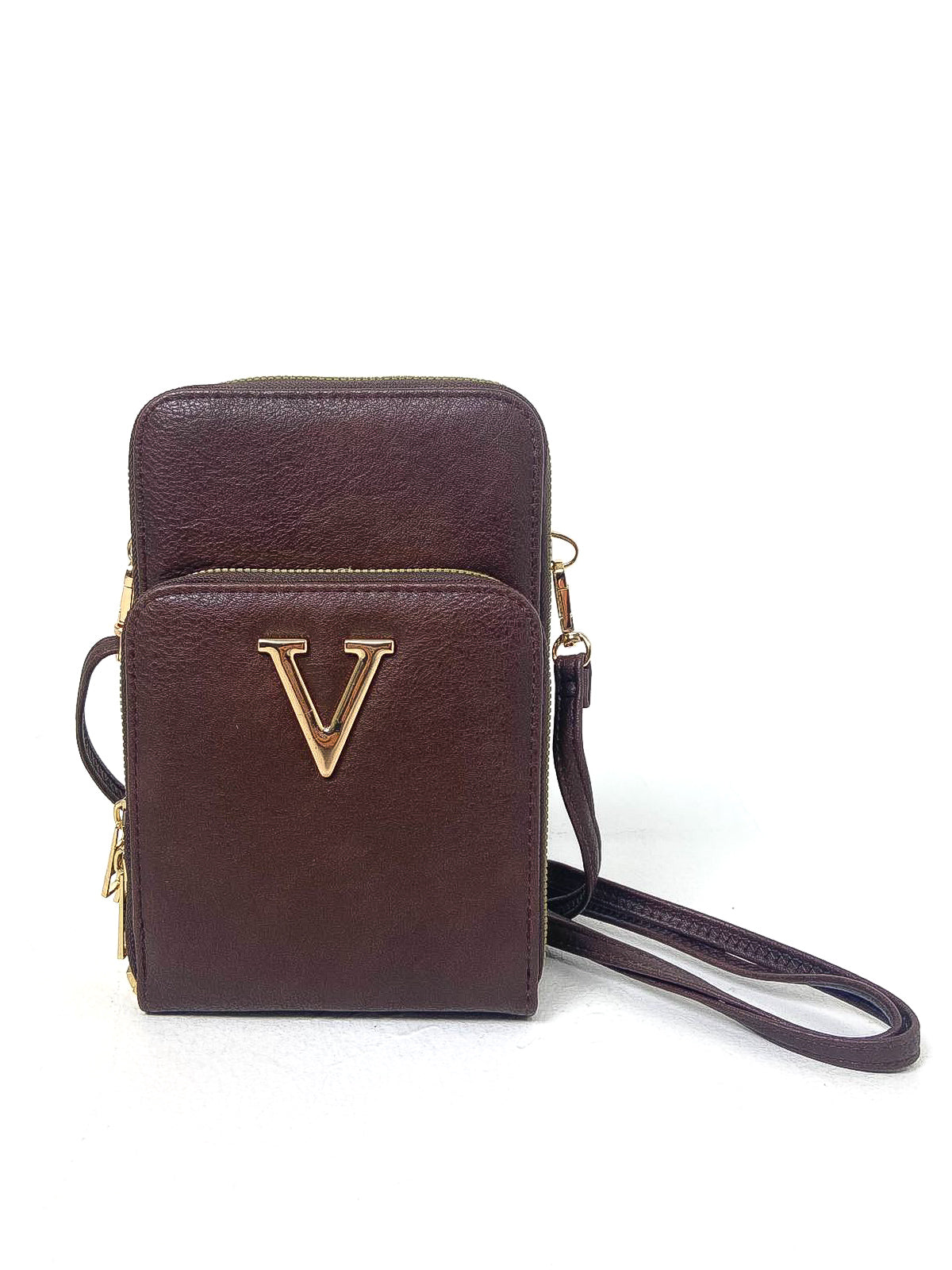 Double Zip "V" Crossbody Phone Bag