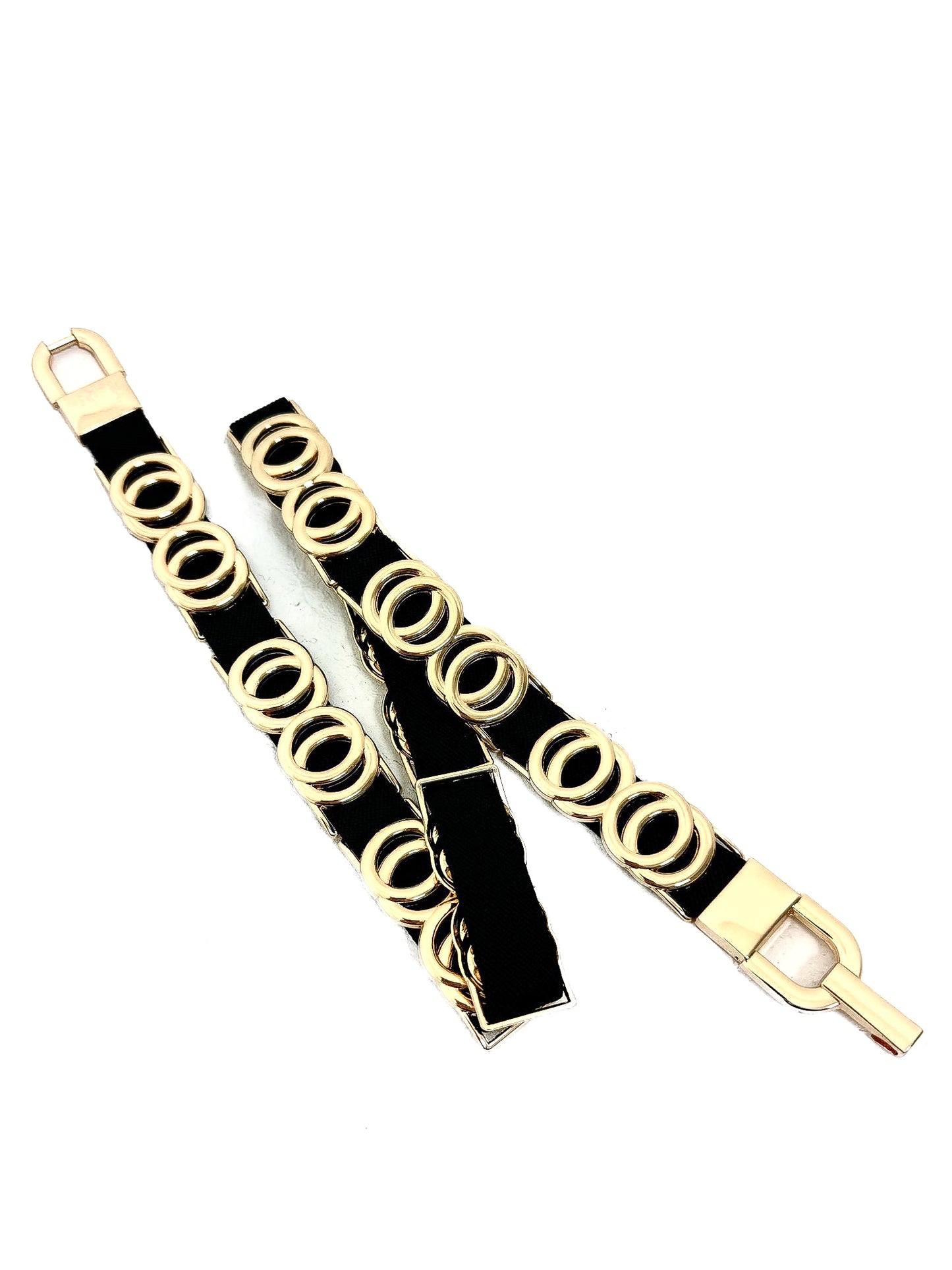 Double Ring Metal Detail Elasticated Belt