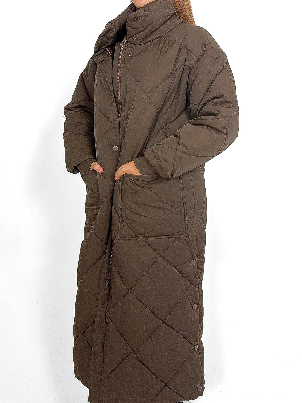 Diamond Quilt Longline Padded Coat