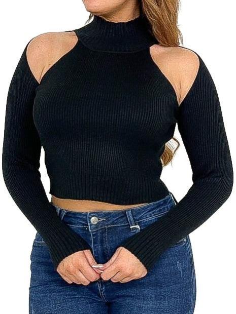 Cut Sleeve Crop Sweater