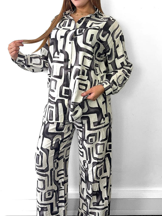 Abstract Print Shirt & Pants Set