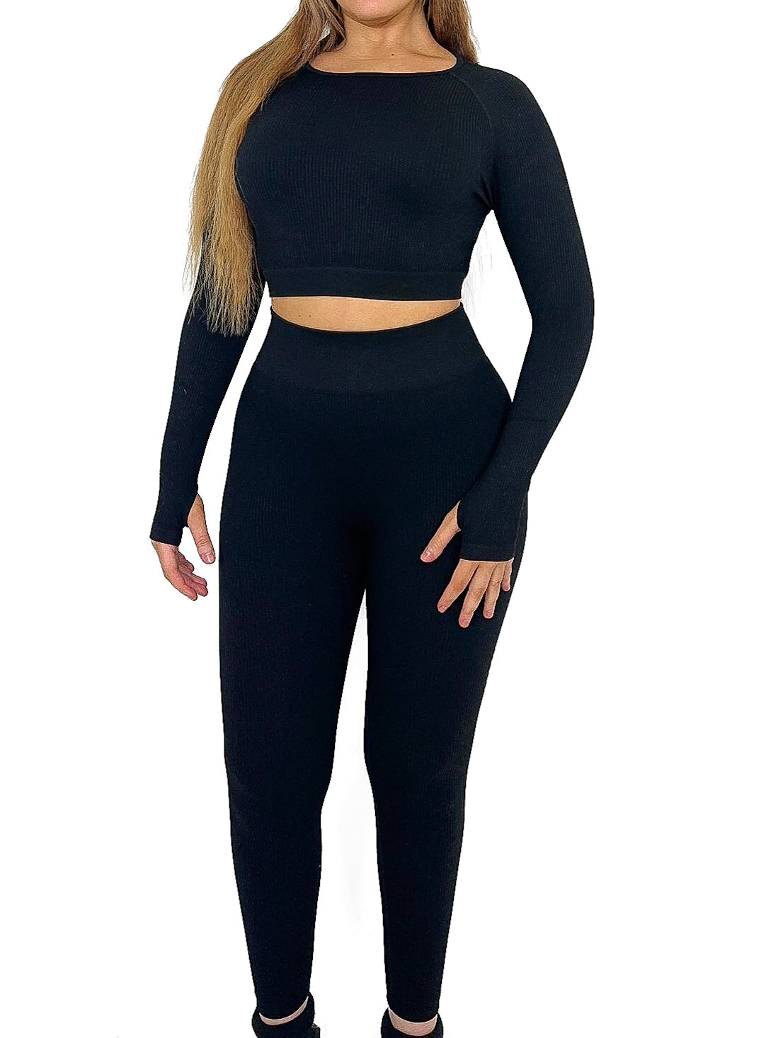 Round Neck Cropped Gym Set