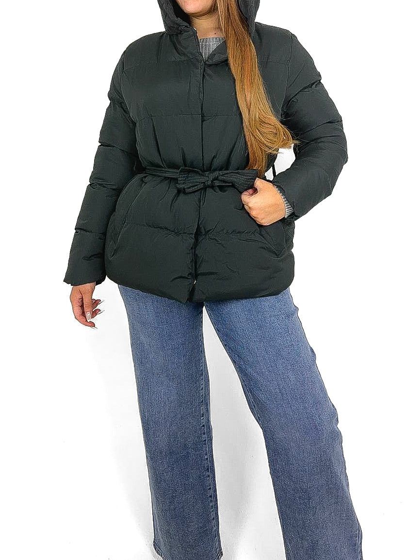 Padded Coat with Pull In Belt