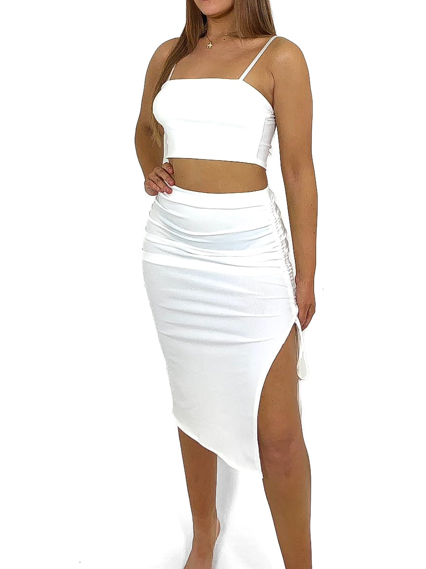 Cropped Vest & Ruche Skirt Set