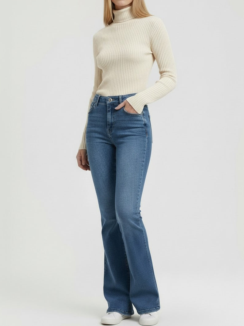 Rib Knit Roll Neck
