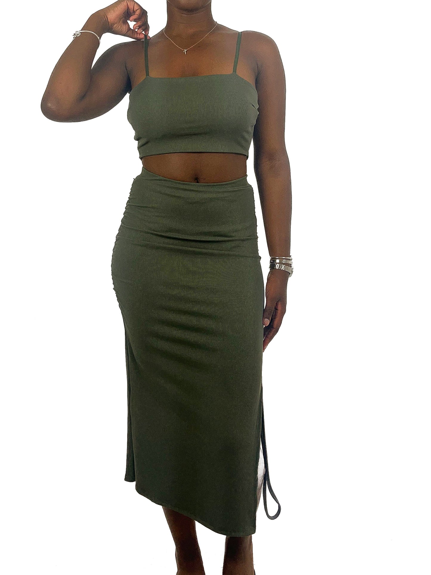 Cropped Vest & Ruche Skirt Set