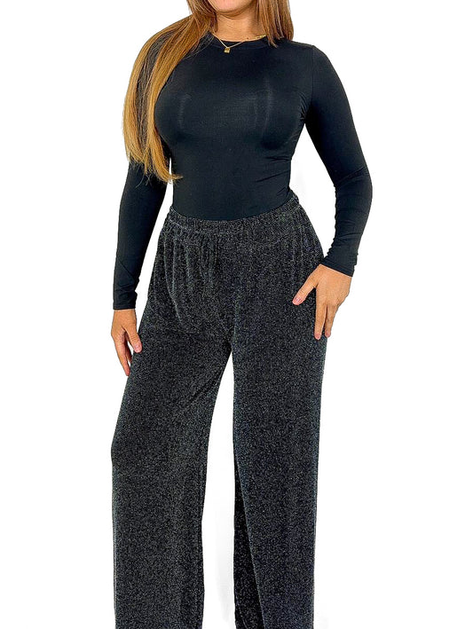 Wide Leg Lurex Trousers