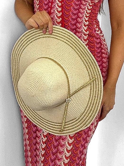 Glitter Detail Straw Summer Hat