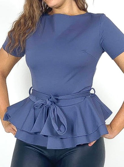 Belted Peplum Blouse