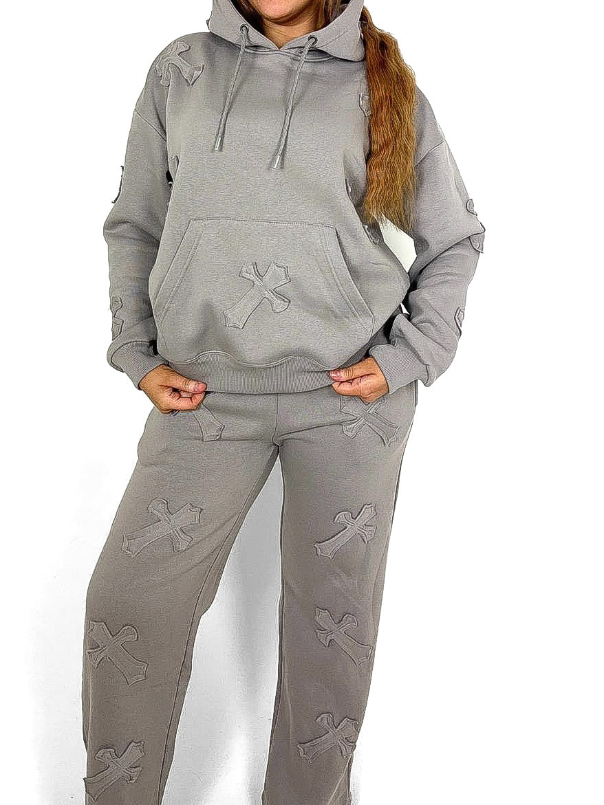 Cross Applique Oversized Tracksuit Set