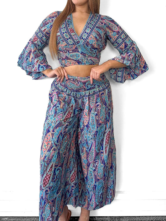 Boho Crop Top And Wide Leg Trousers Co-Ord