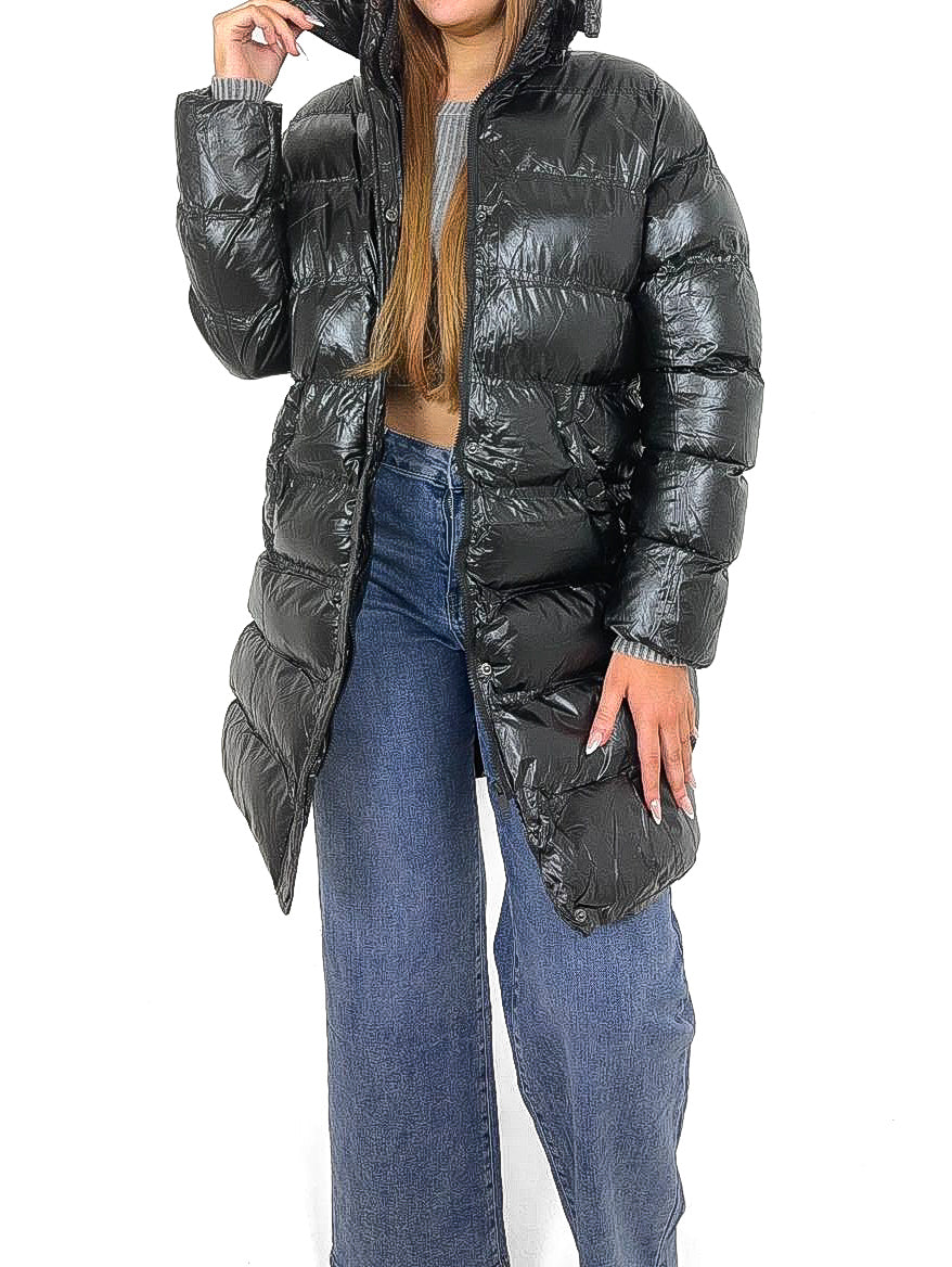 High Shine Mid Length Padded Coat