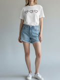 Coloured Diamante Heart T-Shirt