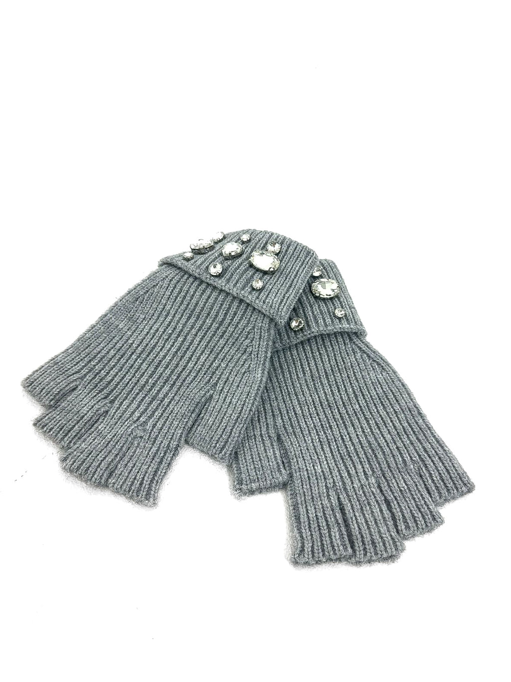 Diamante Trim Fingerless Gloves