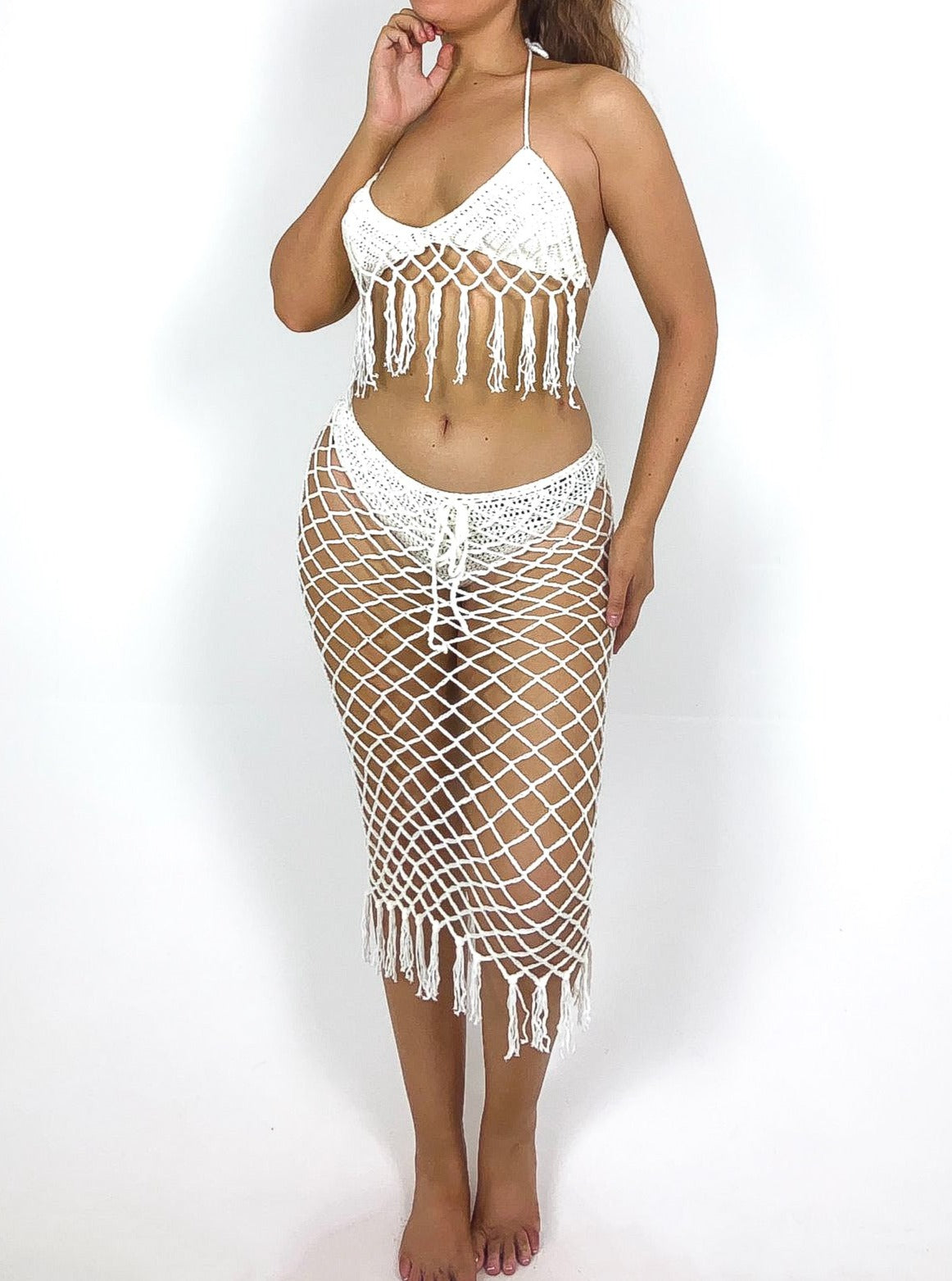 Netted Crochet Skirt Set