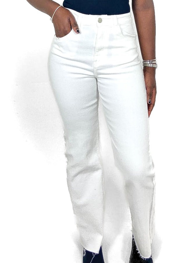 Fray Hem Wide Leg Jeans