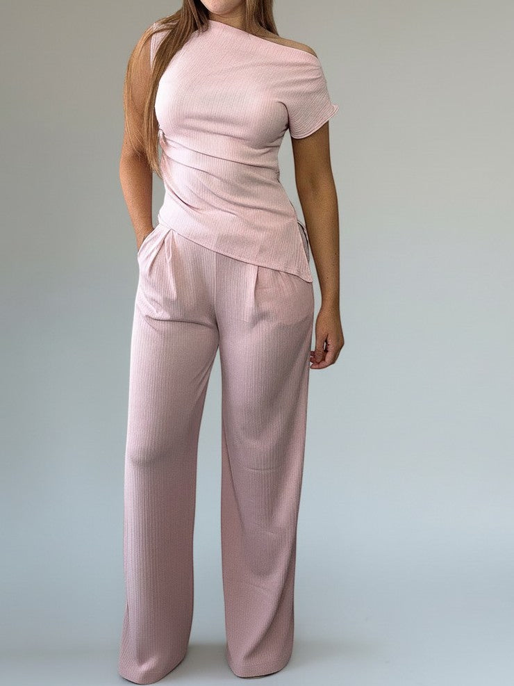 Asymmetric Top & Pants Set