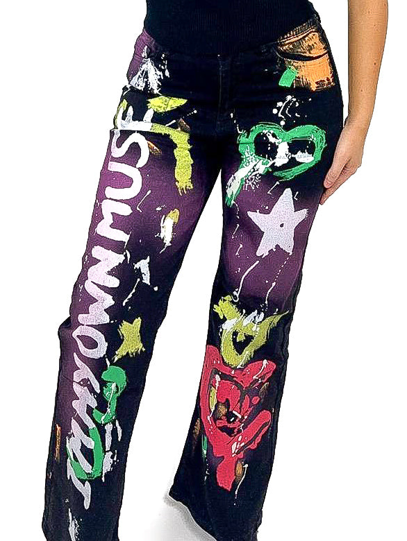 Graffiti Wide Leg Jeans