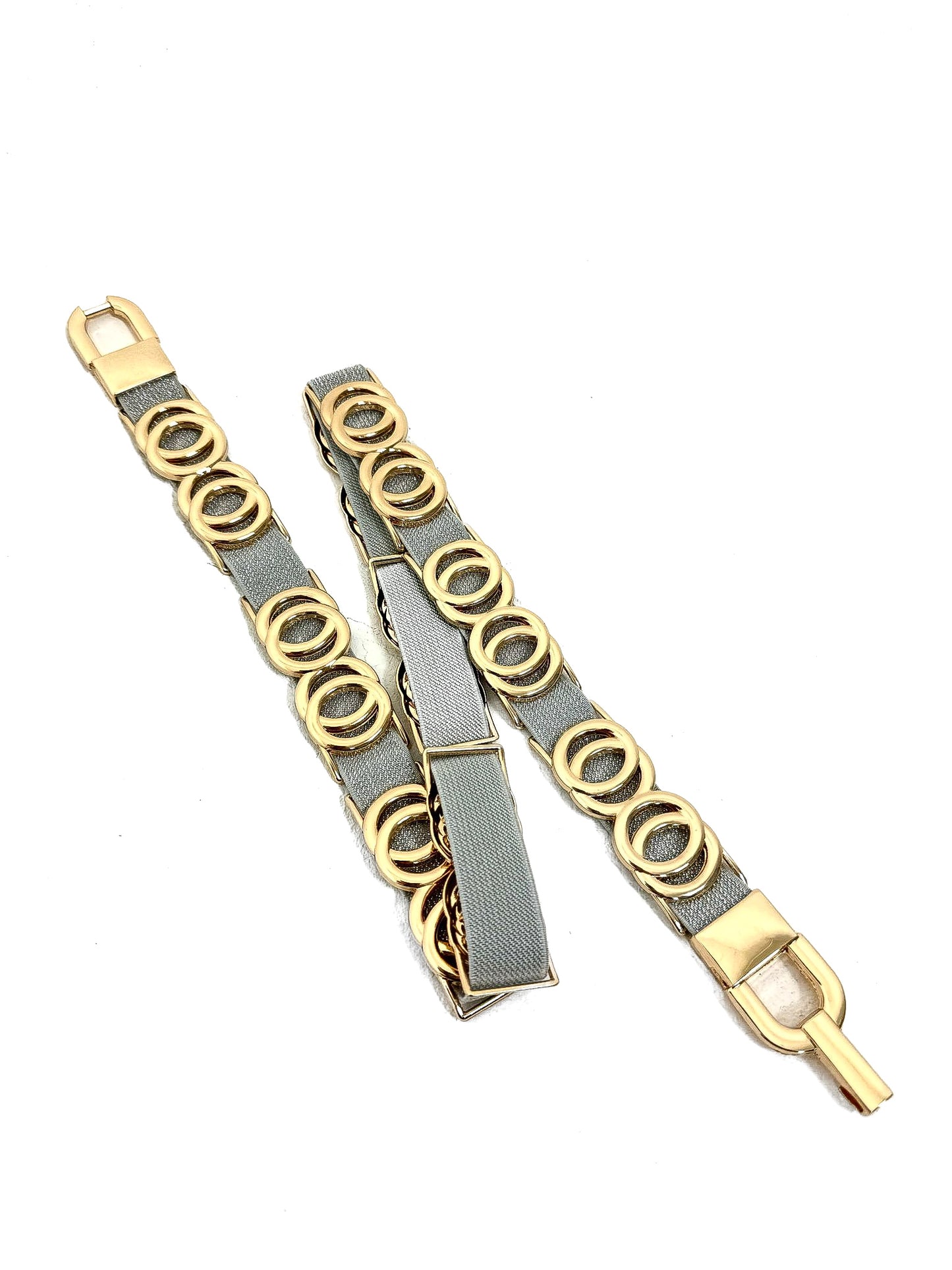 Double Ring Metal Detail Elasticated Belt