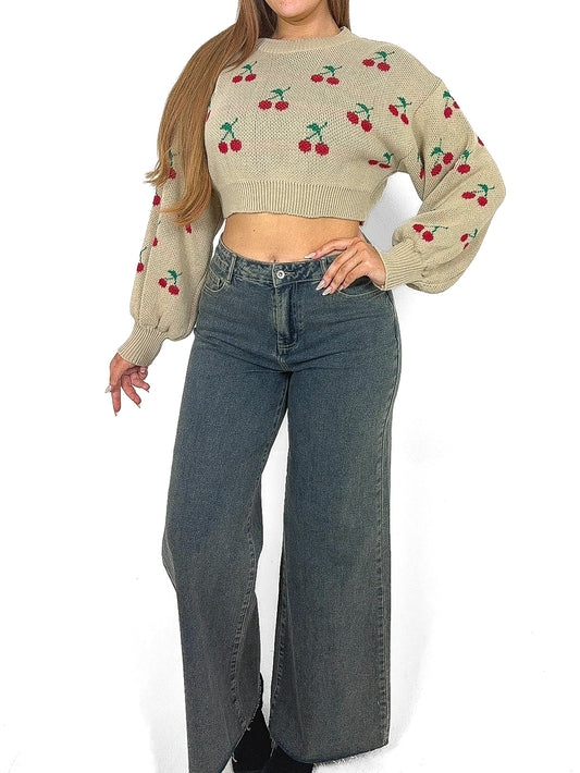 Fray Hem Wide Leg Jeans