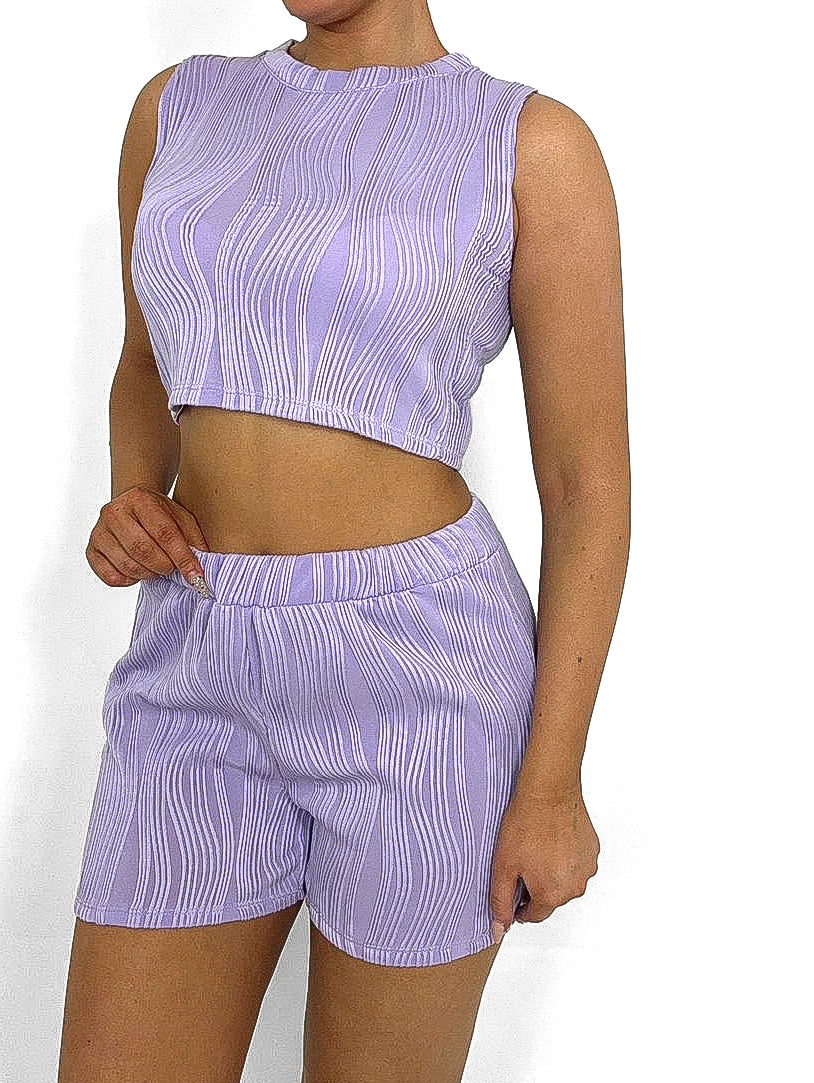 Wavy Rib Short Set