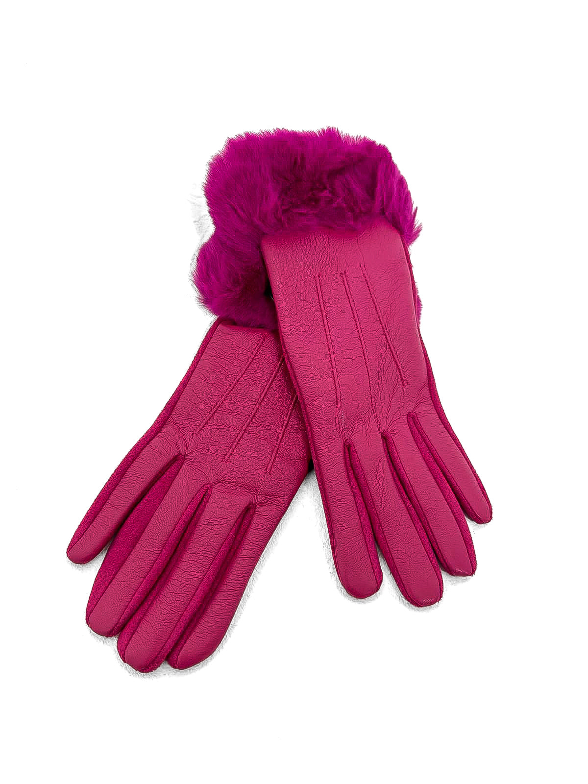 PU Faux Fur Trim Gloves