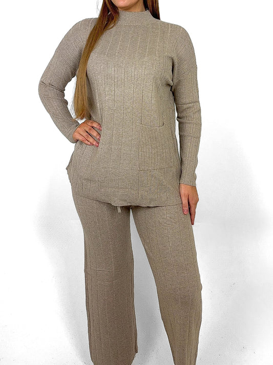 Pocket Front Oversize Sweater & Trousers Lounge Set